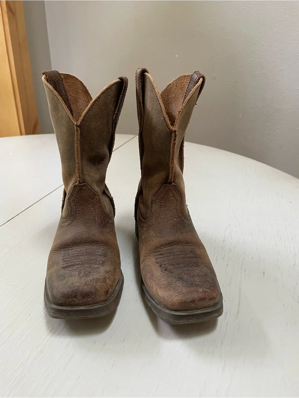Ariat Tan/Brown Kids Suede Western Boots